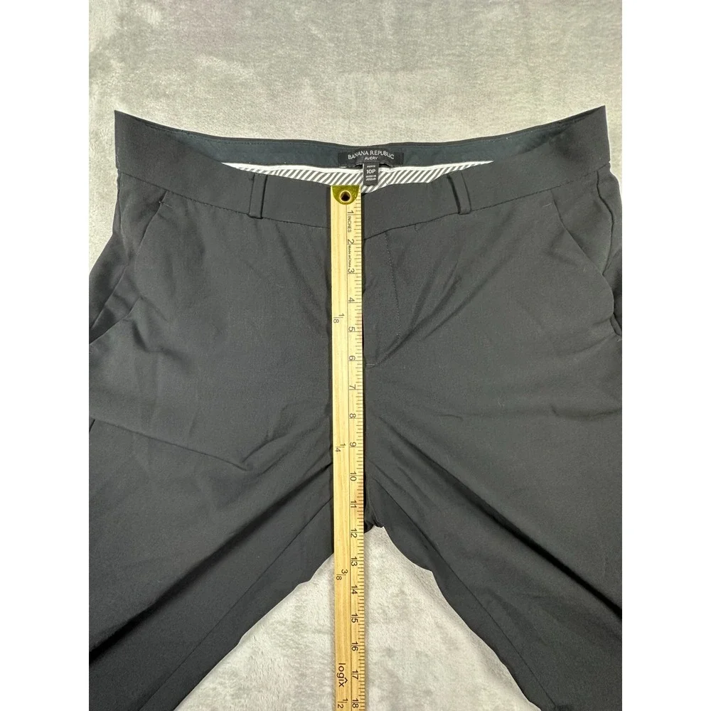 Banana Republic Avery Trouser Pants Womens Size 10P Black Stretch Wool Slacks